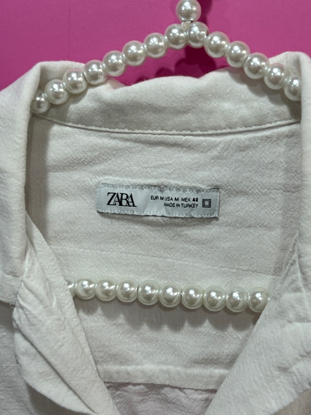ZARA Flower Linen Embroidered shirt - Picture 3 of 4